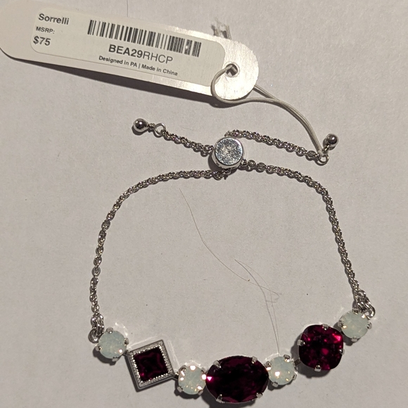 Sorrelli Silver Bracelet with Red and White Gems - Picture 5 of 5